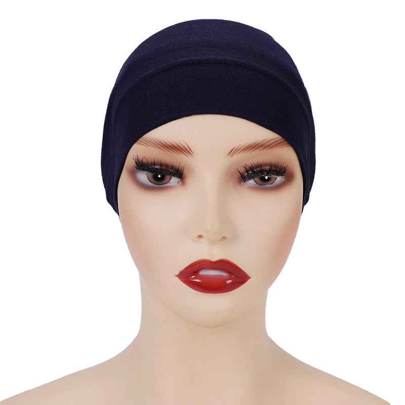 Modal Solid Color Malaysian Beanie with Neck Scarf
