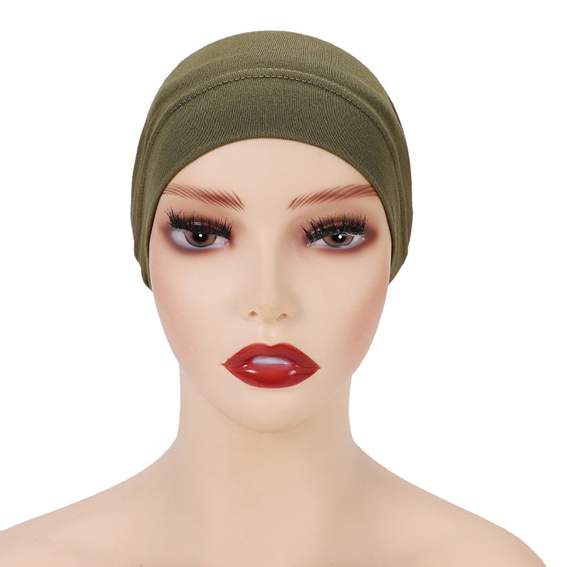Modal Solid Color Malaysian Beanie with Neck Scarf