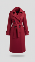 Belted Trench Coat in Electric Crimson