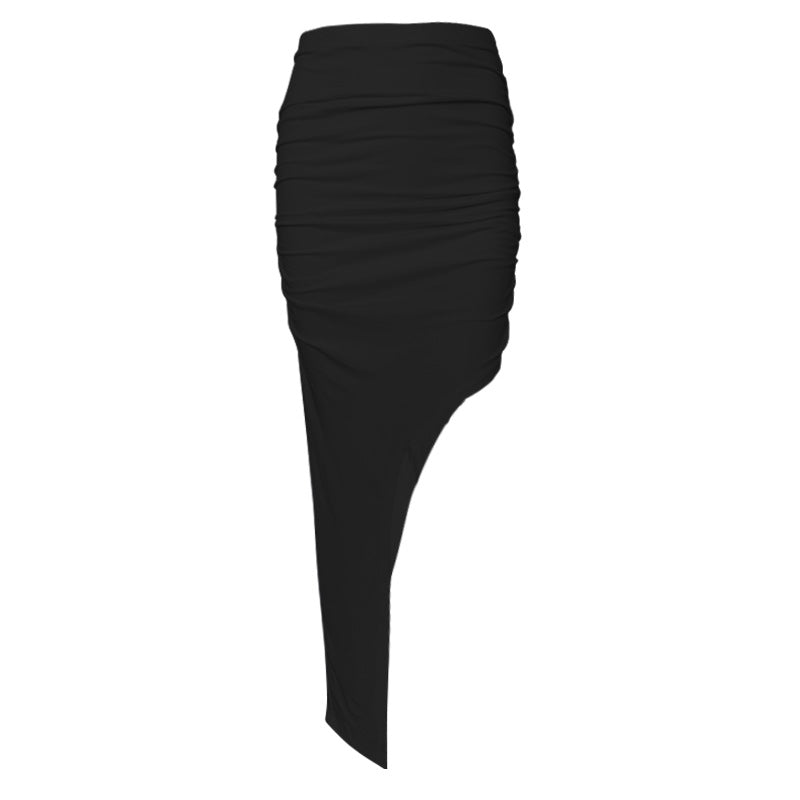 Asymmetric pleated skirt for women's clothing