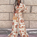 V-Neck Short Sleeve Printed Long Dress for Women