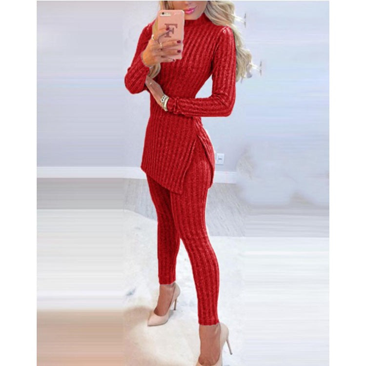 2022 Fashion Set with Split Top and Long Pants