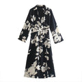 Woman Dress Autumn New Women Fashion Flower Print Long-Sleeve Dress Long Folds Elegant Dress Casual Summer Dresses