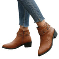 Women Ankle Boots Autumn Winter New Pu Leather Short Boots Woman Side Zipper Thick Heeled Rivet Leather Boots Pus Size