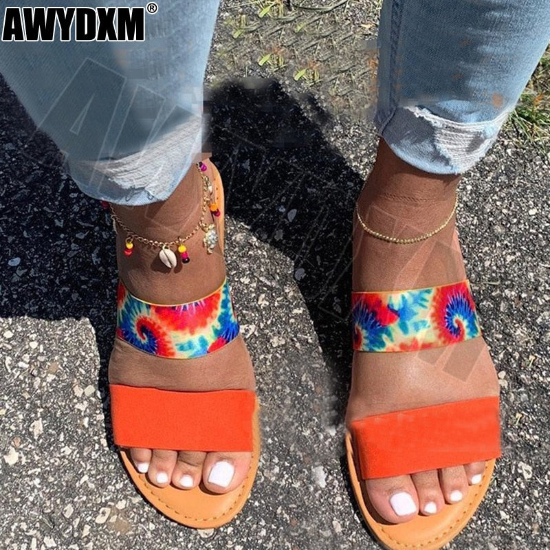 Summer New Women's Slippers Flip Flops Female Slides Beach Shoes Woman Open Toe Flats Sandals Slippers Chaussures Femme