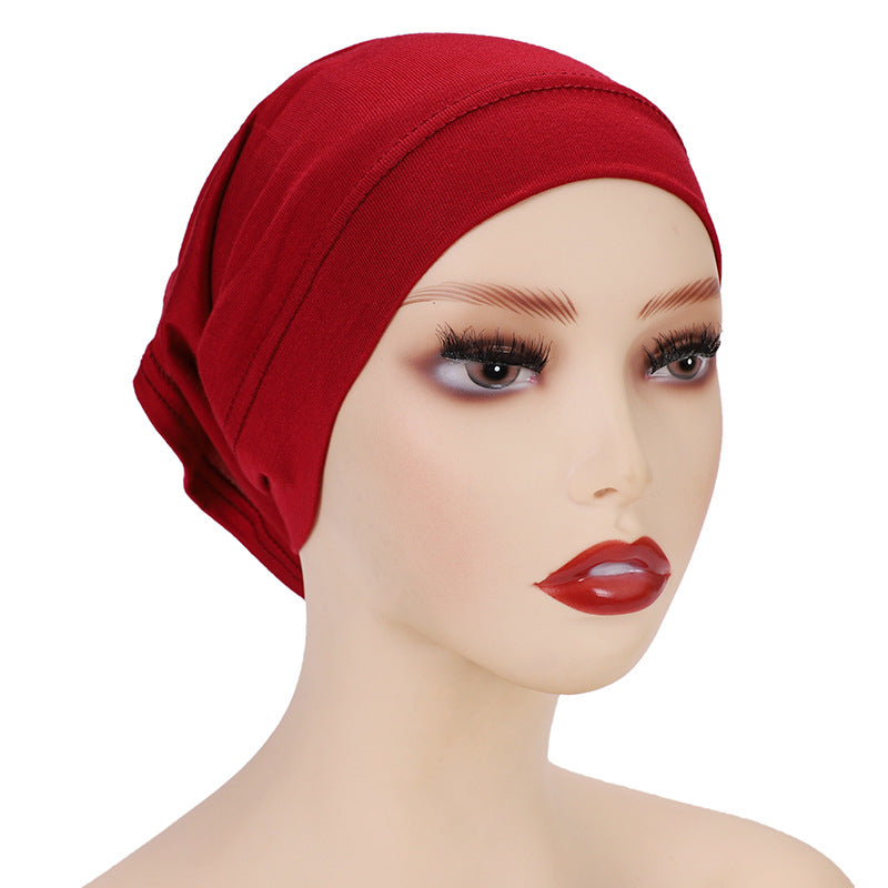 Modal Solid Color Malaysian Beanie with Neck Scarf