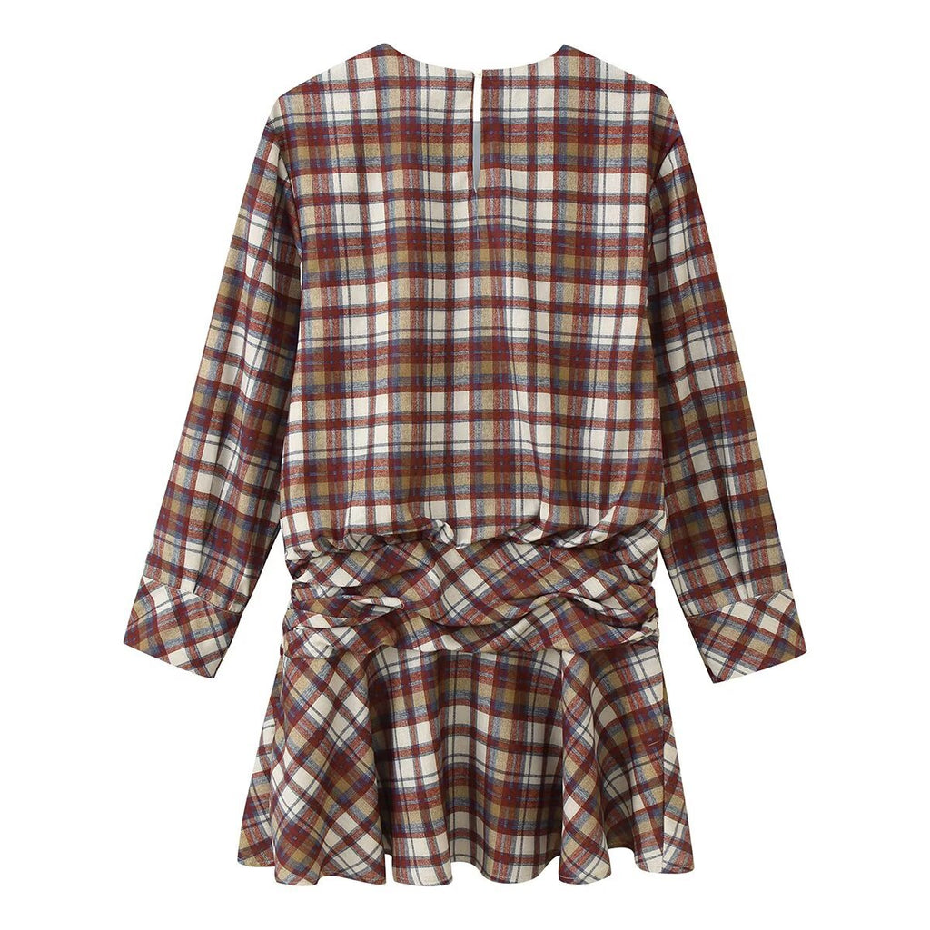 Checkered mini dress for women's clothing