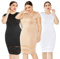 Sexy Plus Size Women's European And American Foreign Trade Fat Woman Dress Solid Color Mesh Stitching Dress