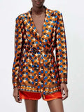 Woman 2 Pieces Shirts Pants Sets New Fashion Printed Blouses Tops+Straight Pants Set Casual Vintage Women Suit