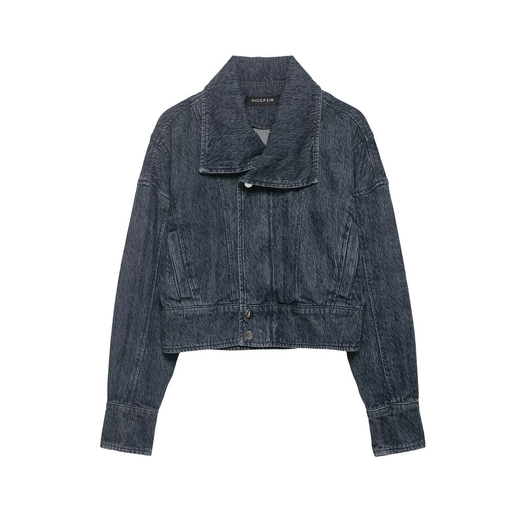 Short denim jacket for women's clothing