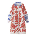 Winter Elegant Women Long Sleeve Warmth Coat Fashion Woman Casual Single Breasted Lapel Decoration Print Long Cotton Coat