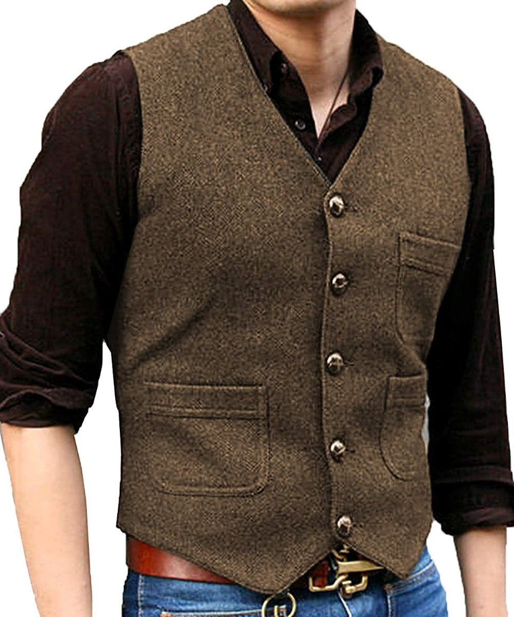 Men's Vest in Organic Cotton, Wool, and Cashmere Blend