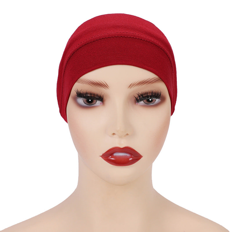 Modal Solid Color Malaysian Beanie with Neck Scarf