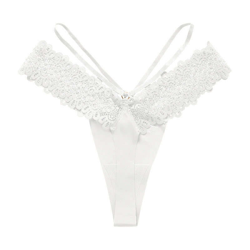 1pc Women's Seamless Lace Ice Silk Thin Strap Thong
