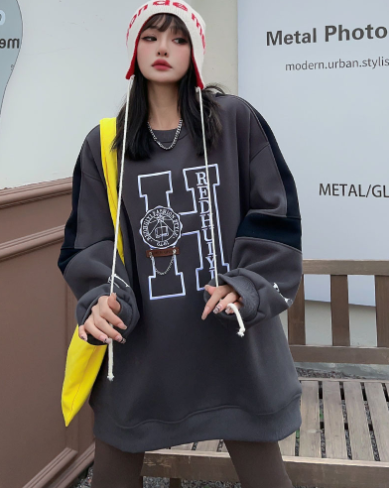 Embroidered Velvet Hooded Sweatshirt for Women