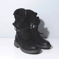 Round Toe Buckle Shoes with Square Heel