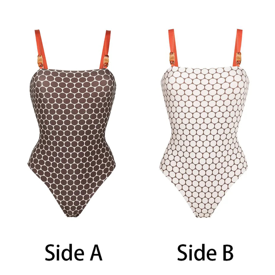 Woman bikini set Reversible Graphic Printed Beaded One Piece Swimsuit 2 pieces Swimwear Women bikini Bathing Suit
