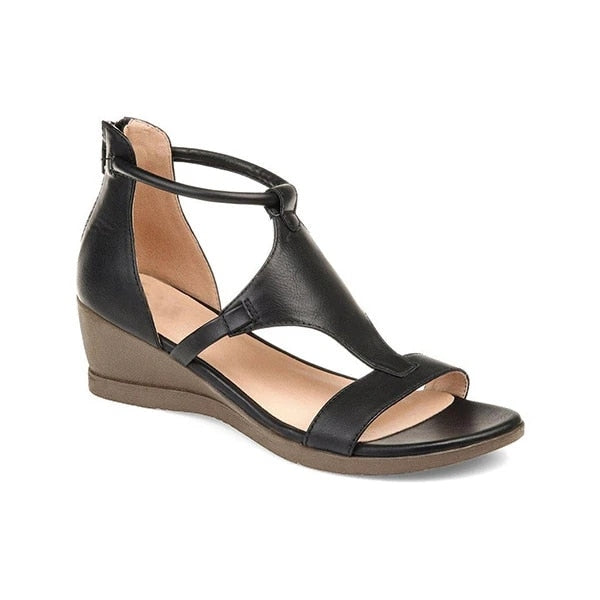 Women Summer Sandals Mid Heels Wedges Shoes Woman Vintage Gladiator office Sandalias Party Beach Shoes Plus Size Dropship