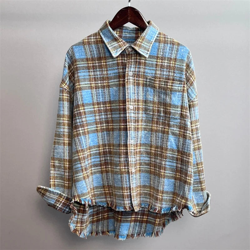 elegant and youth woman blouses Autumn New Korean Fashion Checker Printed Women's Shirt High quality cotton long sleeved top