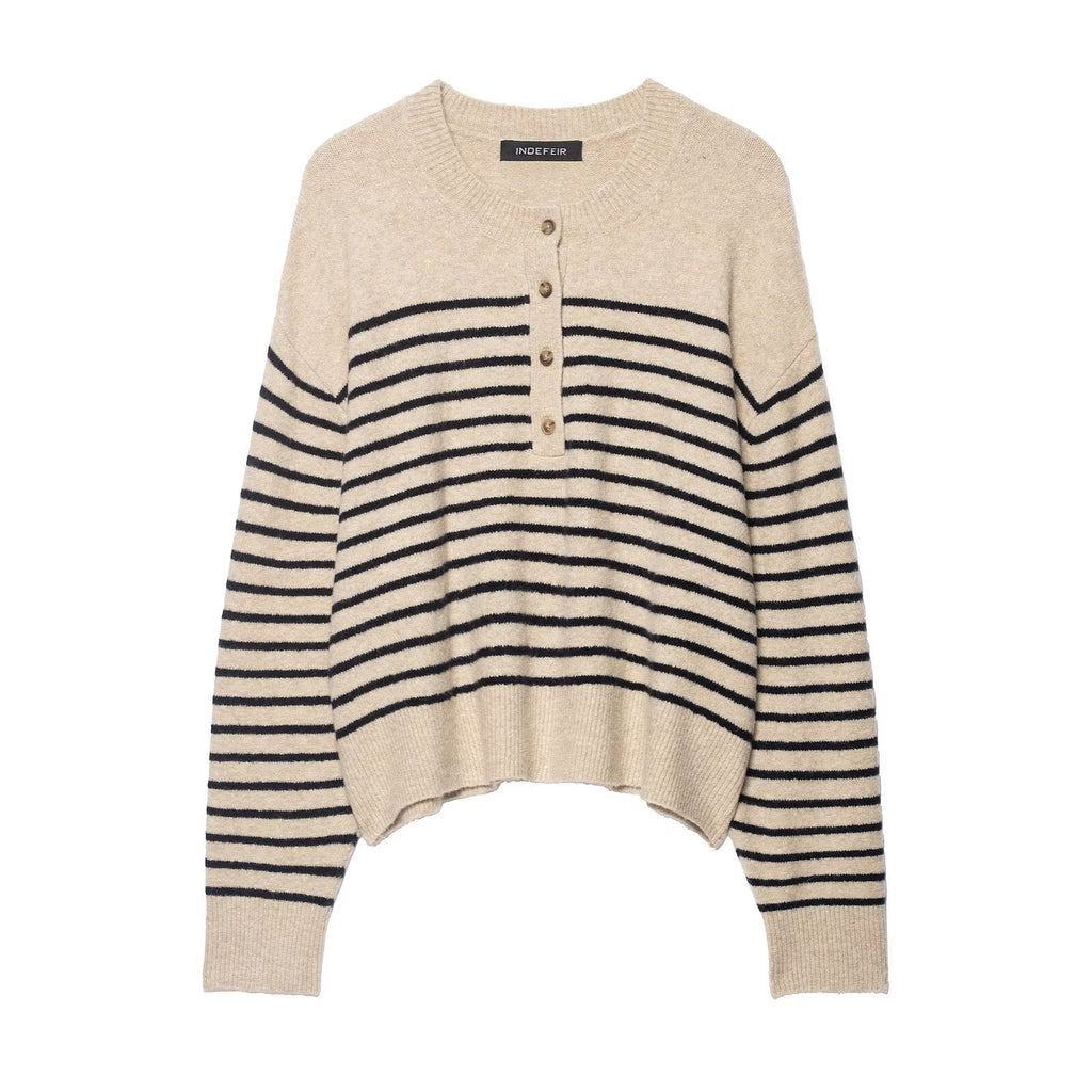 Striped knitted sweater for women's clothing