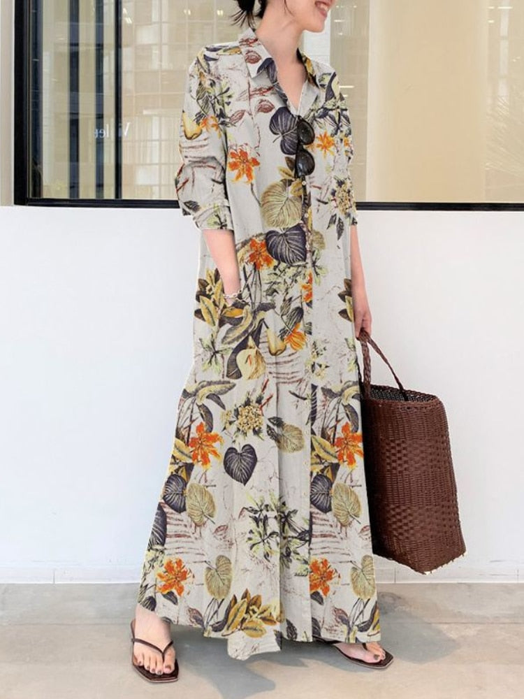 Summer New Dresses for Woman Fashion Striped Cardigan Loose Large Casual Temperament Commuter Irregular Women's Long Dress Tops
