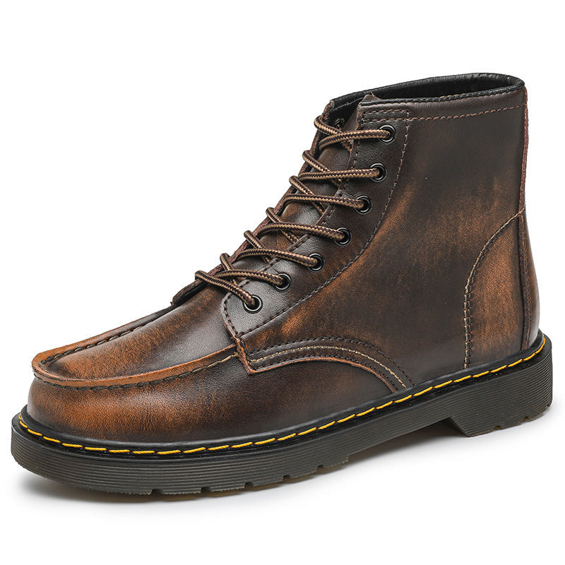Men's High-Top Cowhide Martin Trendy Tooling Boots