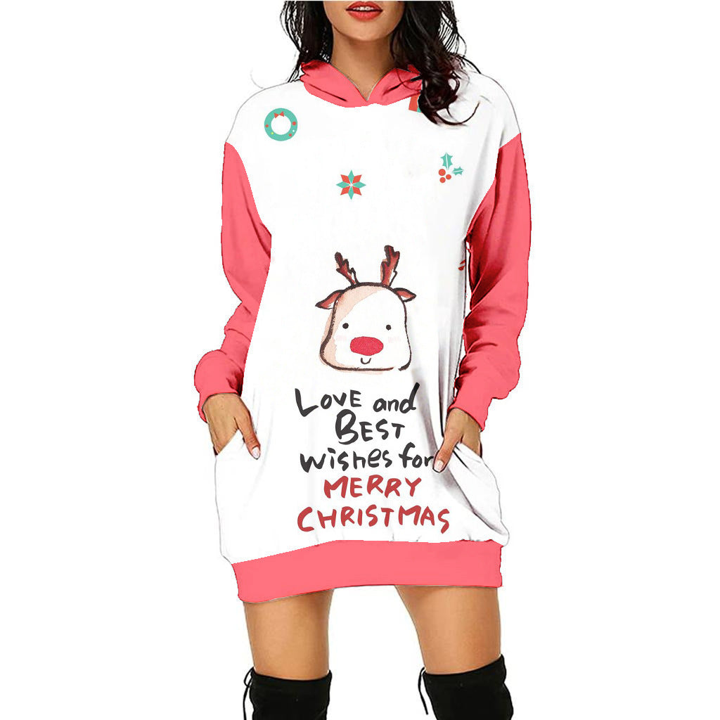 Women's Casual Printed Christmas Sweater Dress