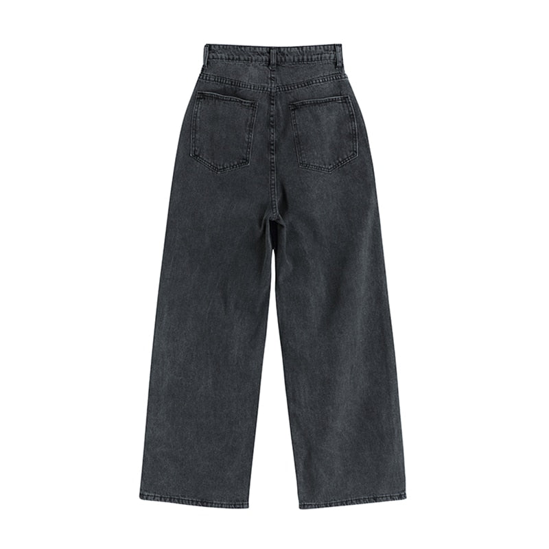 New Spring Fashion Ins Street Hip-hop Printing Wash Jeans Loose Casual Denim Wide Leg Pants Tide Woman Long Trousers
