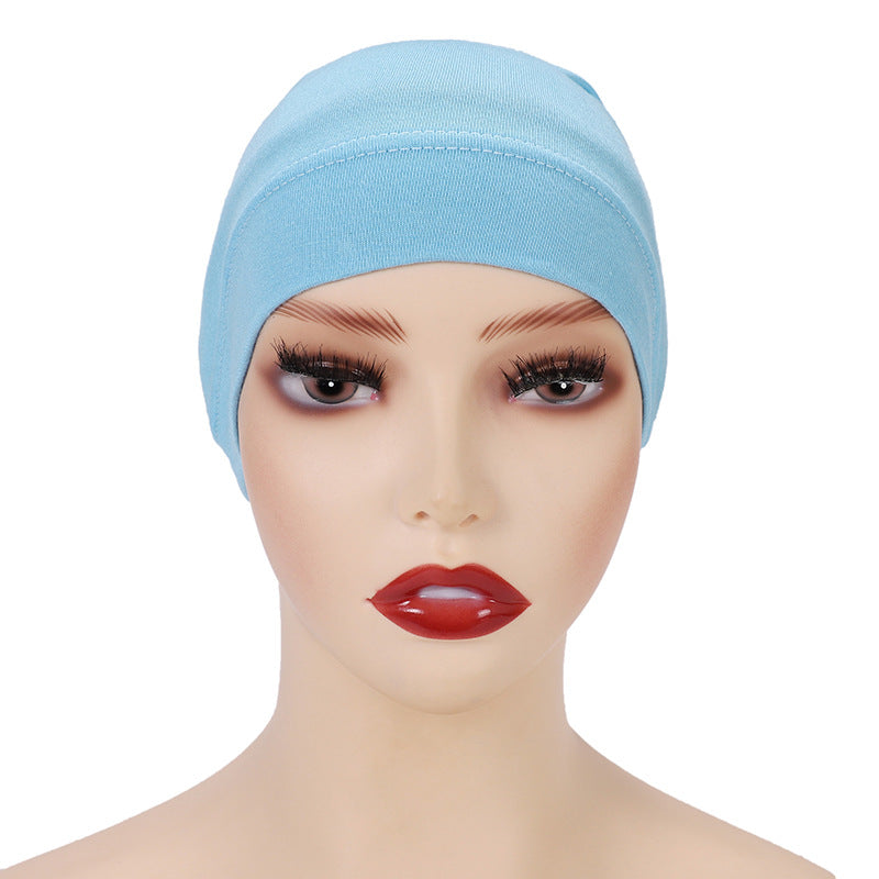 Modal Solid Color Malaysian Beanie with Neck Scarf