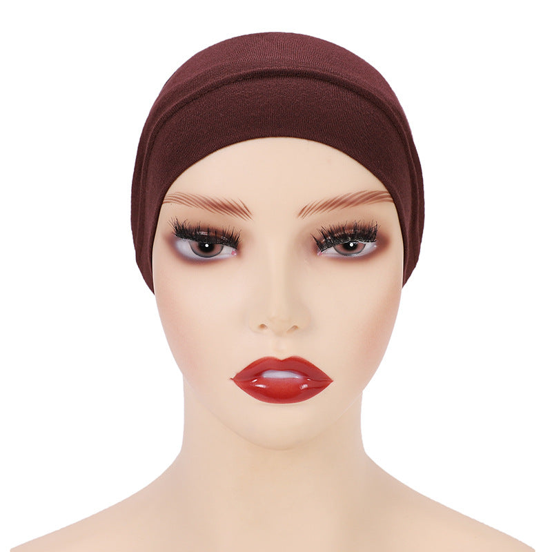 Modal Solid Color Malaysian Beanie with Neck Scarf