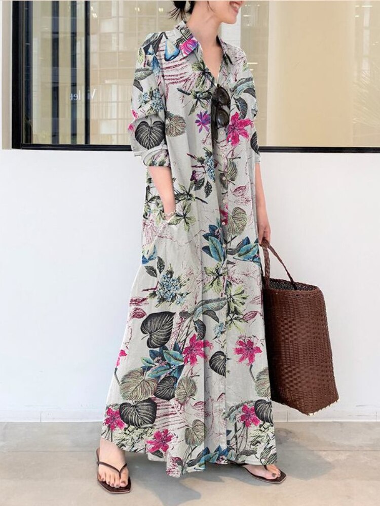 Summer New Dresses for Woman Fashion Striped Cardigan Loose Large Casual Temperament Commuter Irregular Women's Long Dress Tops