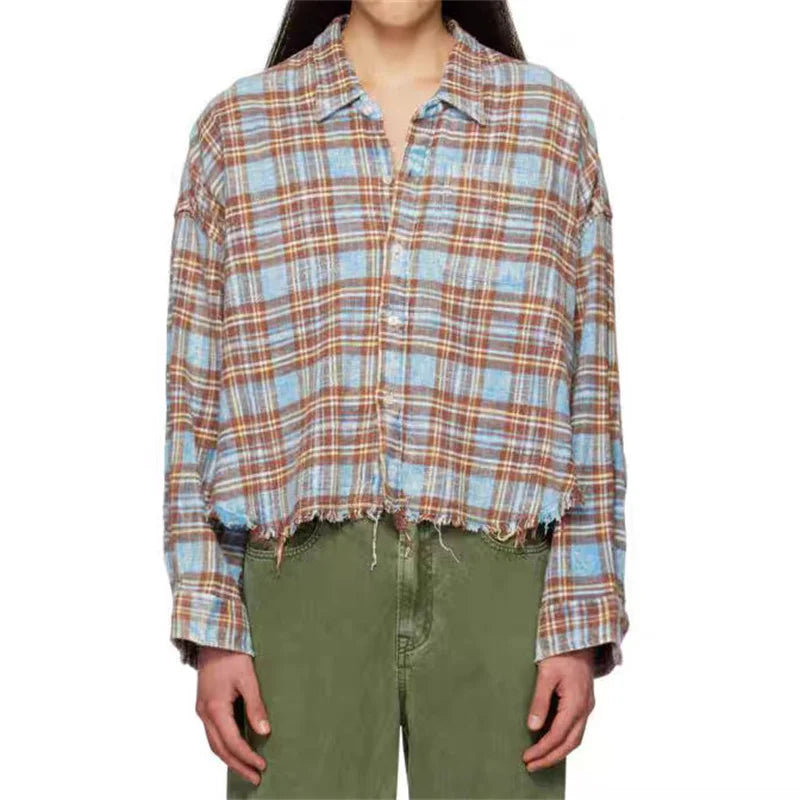 elegant and youth woman blouses Autumn New Korean Fashion Checker Printed Women's Shirt High quality cotton long sleeved top