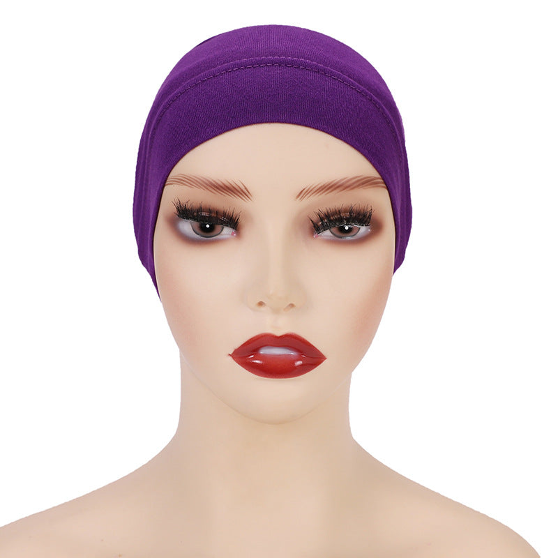 Modal Solid Color Malaysian Beanie with Neck Scarf