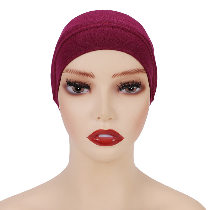 Modal Solid Color Malaysian Beanie with Neck Scarf