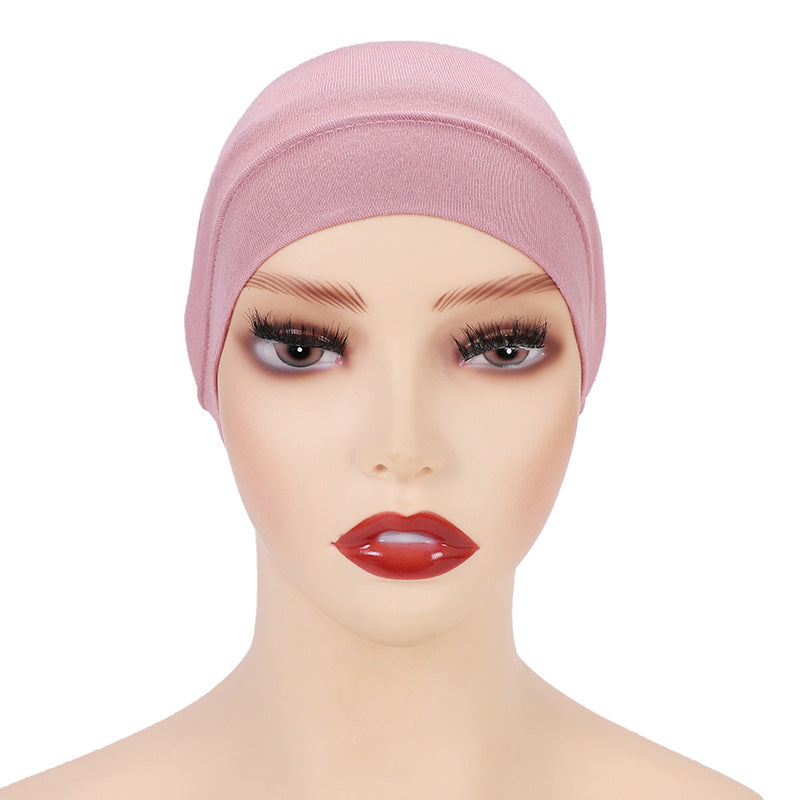Modal Solid Color Malaysian Beanie with Neck Scarf