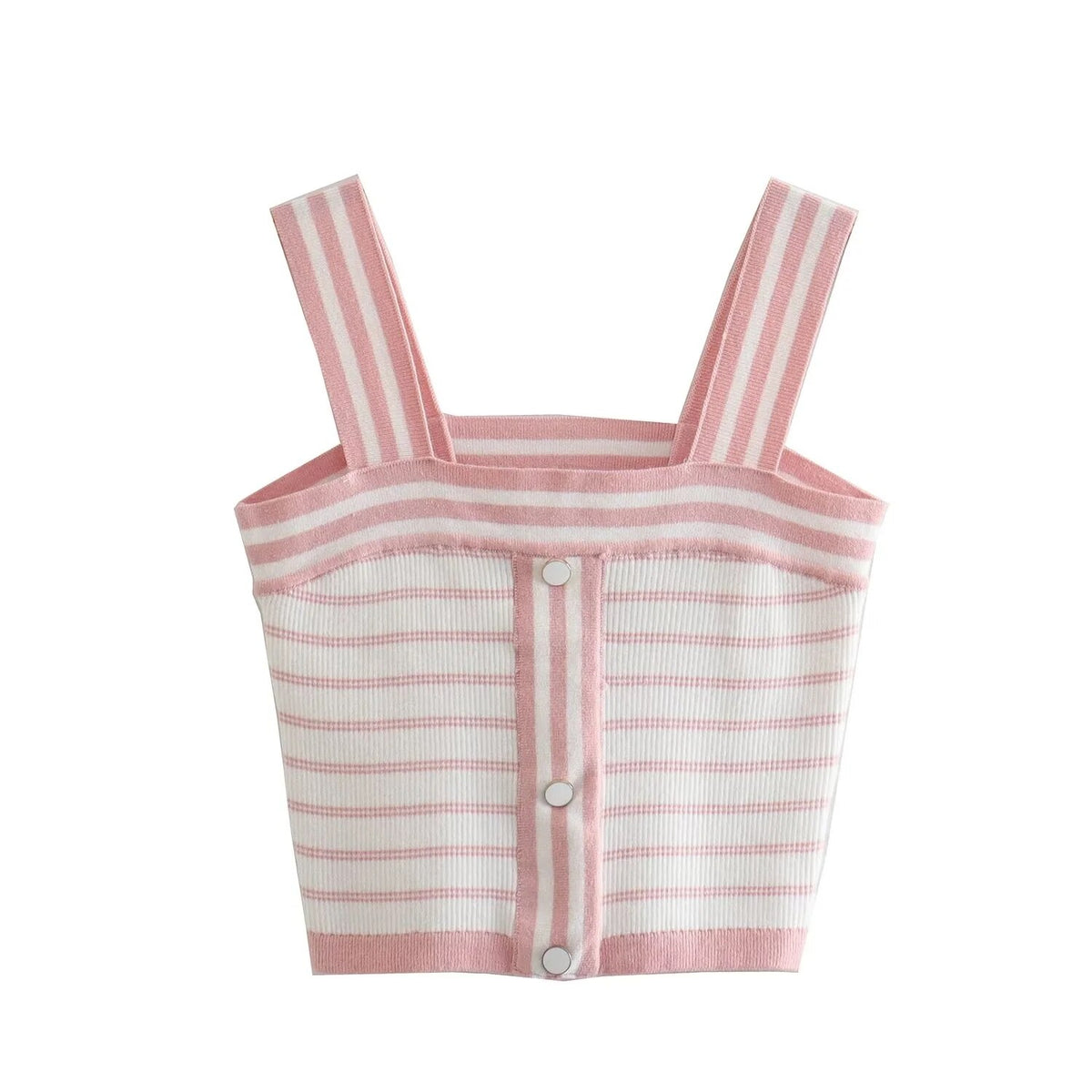 Woman Stripe Knit Short Tops Fashion Autumn Sleeveless Off Shoulder Square-Neck Female Causal Sling Tops