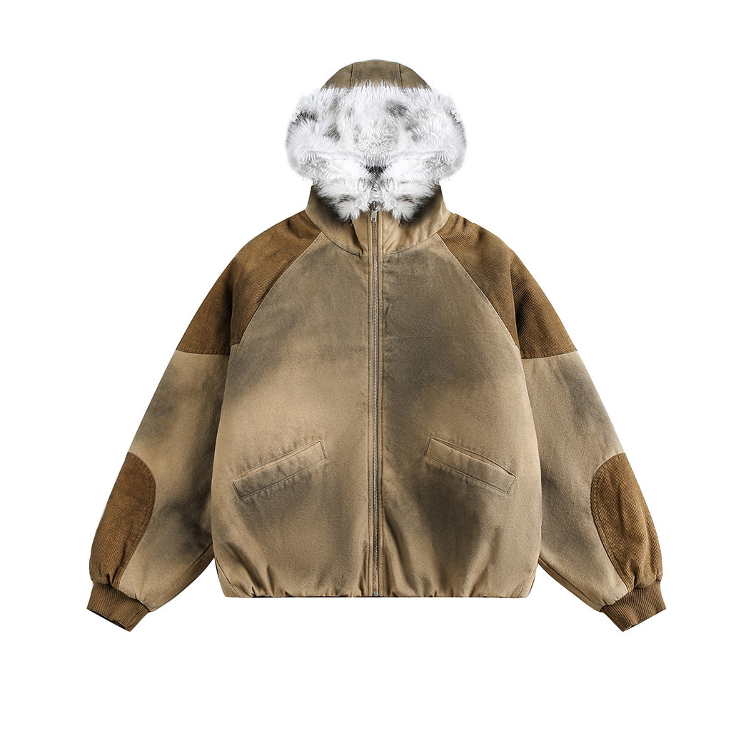 Warm fur collar cotton clothing