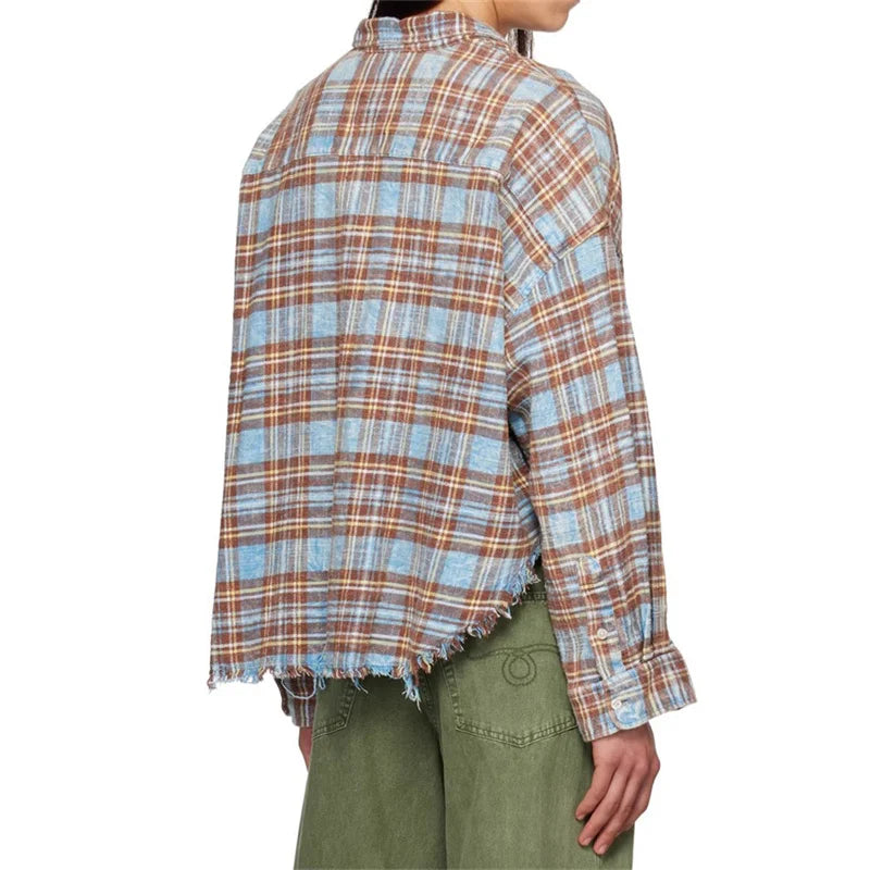 elegant and youth woman blouses Autumn New Korean Fashion Checker Printed Women's Shirt High quality cotton long sleeved top