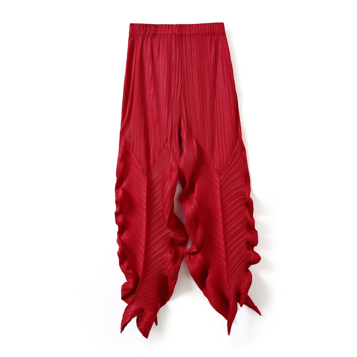 Woman Pleated Pants Straight High Waist Elastic Irregular Design Solid Wild Casual Style New Summer Fashion