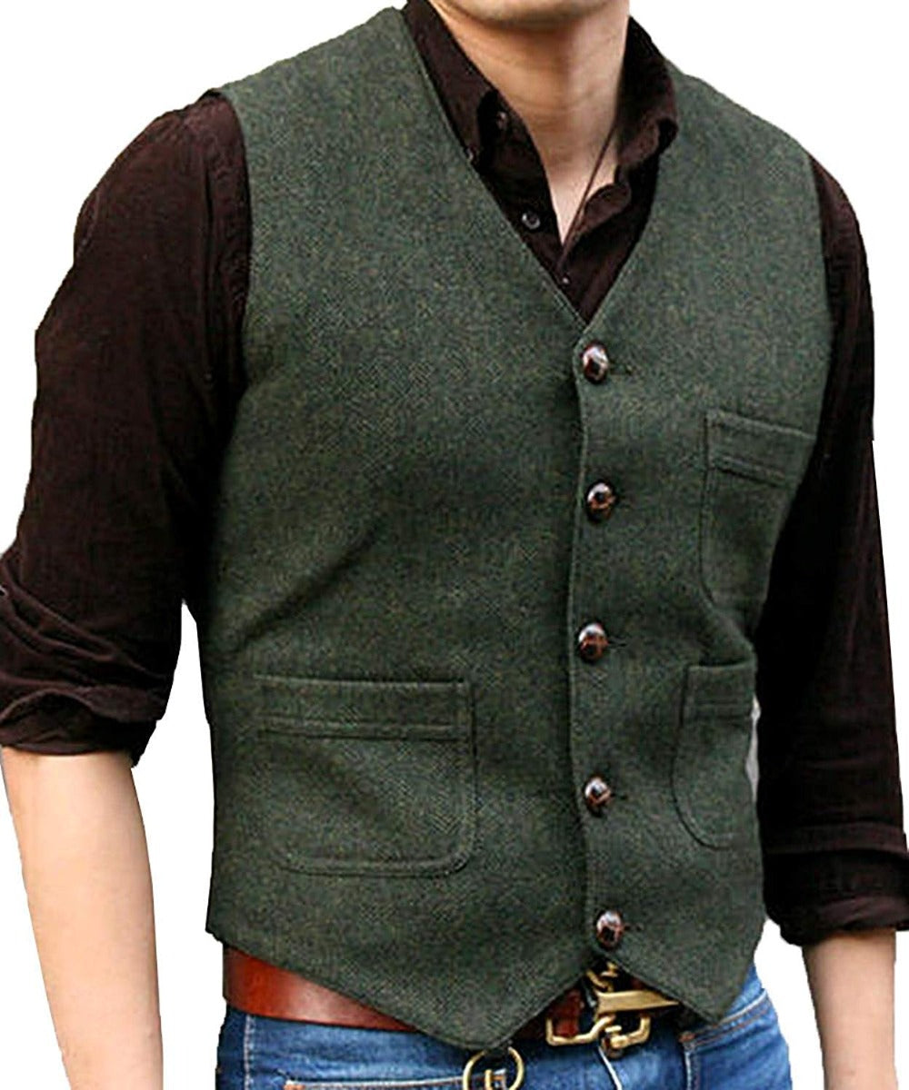 Men's Vest in Organic Cotton, Wool, and Cashmere Blend