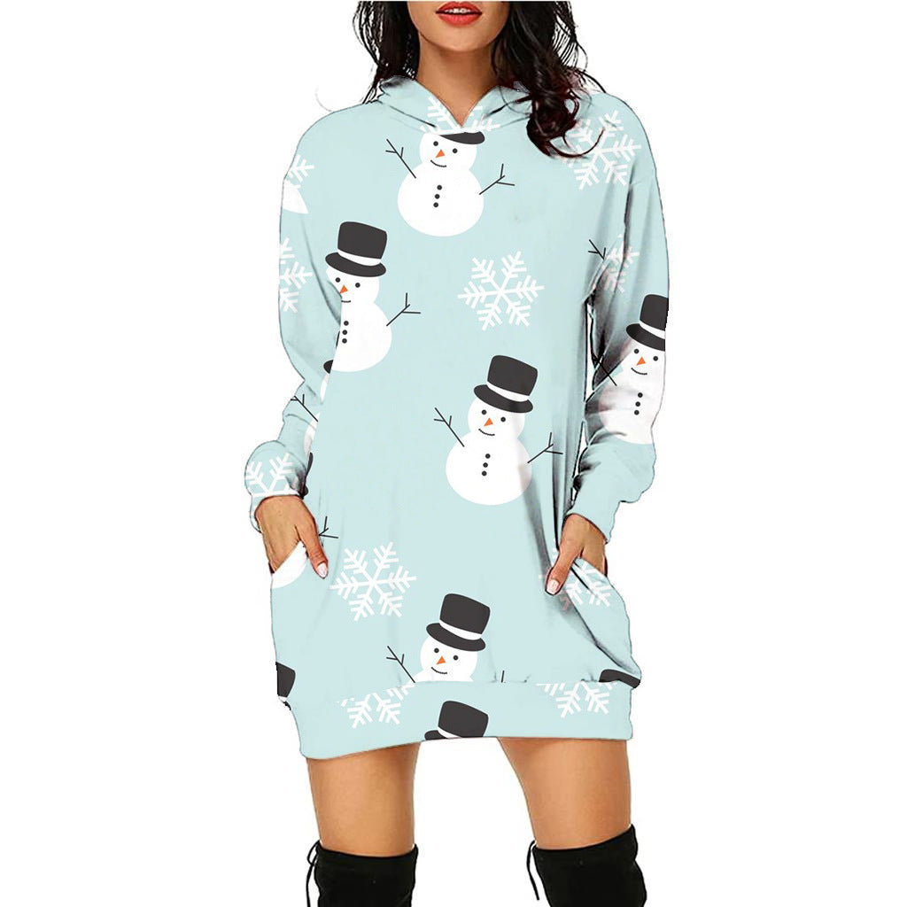 Women's Casual Printed Christmas Sweater Dress