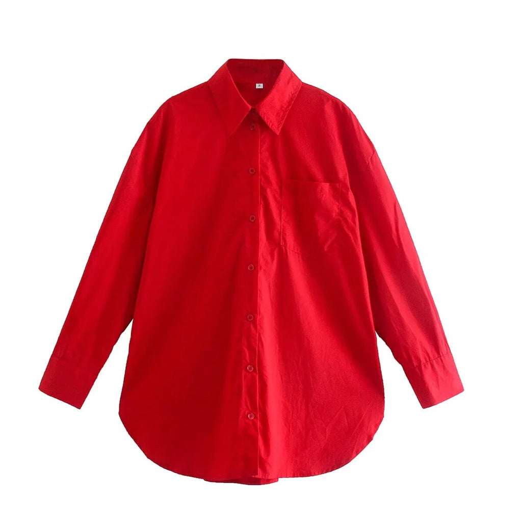 Klkxmyt Za Women's Shirt Fashion Pink Oversize 100% Cotton Casual Button Pockets Loose Blouses Chic Streetwear Shirts Woman Tops