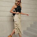 New Denim Work Dress Casual Mid-length Skirt Woman Spring/Summer Vintage Denim Skirt Street High Waist Drawstring Dress Skirt