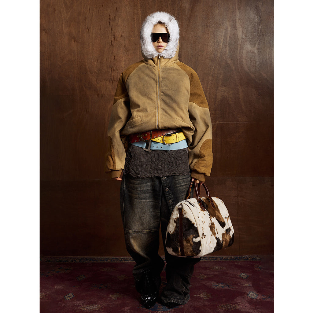 Warm fur collar cotton clothing
