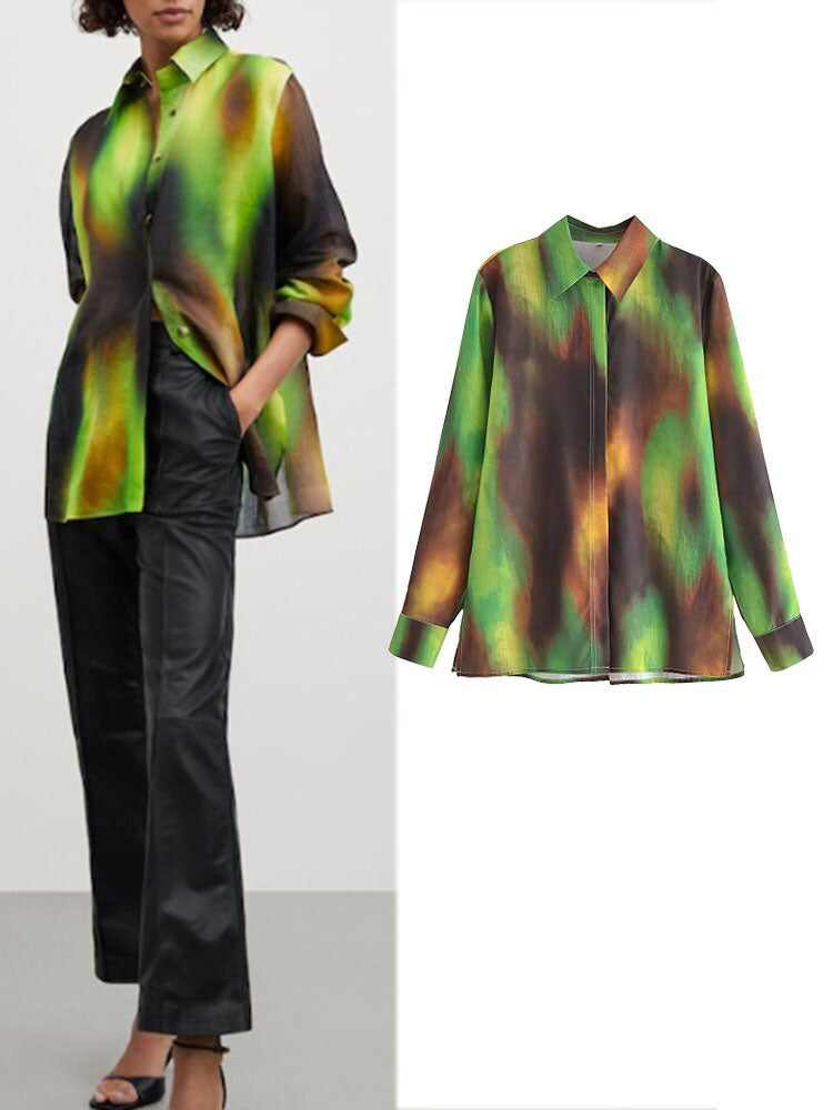 Shirt Women Summer Blouse New Fashion And Leisure Tie-Dye Gradient Casual Shirt Woman Top