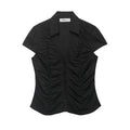 Pleated poplin top for women's clothing