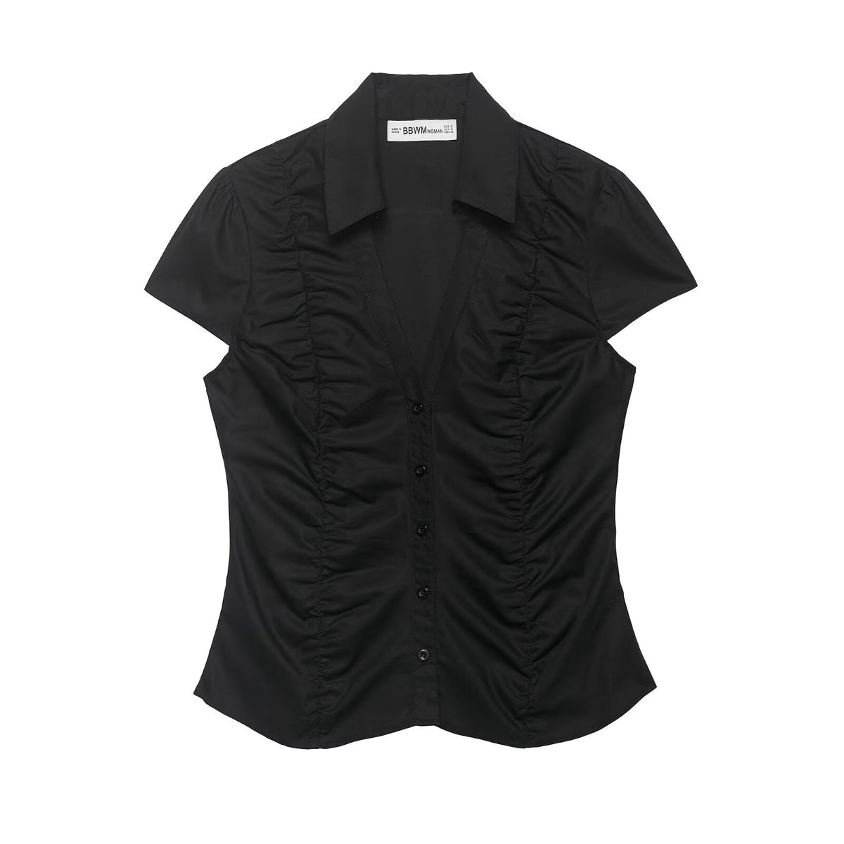 Pleated poplin top for women's clothing