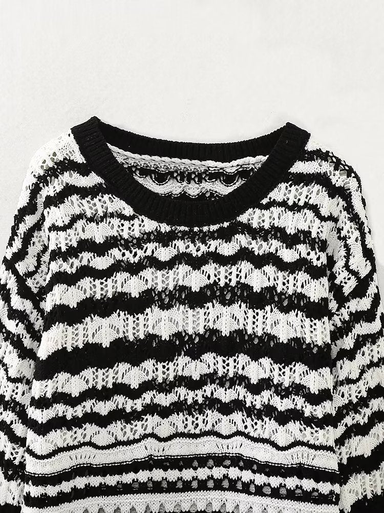 Sweaters For Women  New Chenille Knitted Crochet Hollow Cropped Sweater Woman Commute Office Lady Mujer Pullovers
