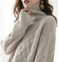 Autumn and winter turtleneck cashmere sweater woman  new style languid breeze loose thick pullover underlay wool sweater
