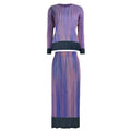 Woman Pleated Suit Color Block Contrast Full Sleeve T Shirt Elastic Waist Skirt Casual Style Wild New Autumn